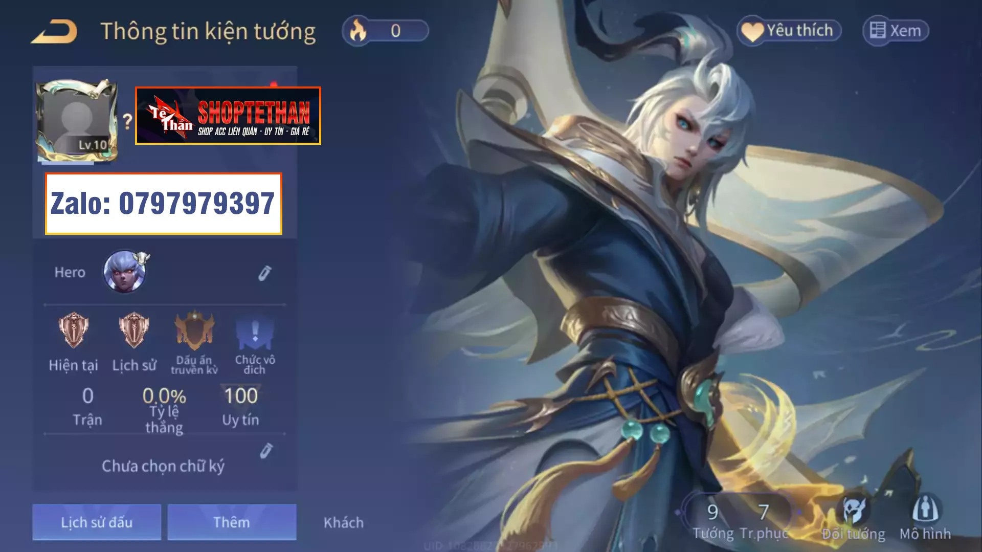 ACCREG LQ: Zata chí tôn tà phượng, sẵn tướng, free đổi tên, trắng thông tin